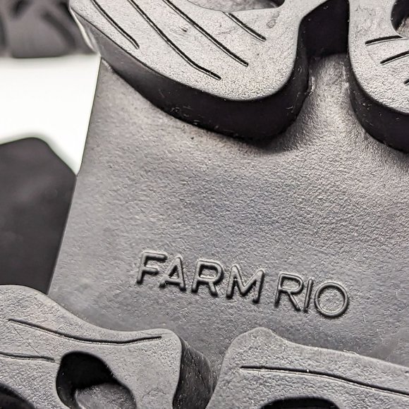 Farm Rio Women Long Black Fabric Platform Retro Round toe Knee Zip Boots size 7 - Picture 5 of 12